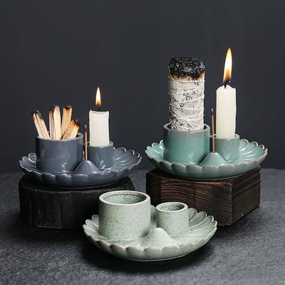 1pc 4-in-1 Multifunctional Ceramic Incense Stick Burner Palo Santo Burner Sage Burner Candle Holder Boho Themed Home Decoration