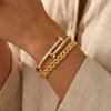 Chic Studded Nail Watch Band Style Stainless Steel Bangles for Women Men 18K PVD Gold Plated Statement Non-tarnish Jewelry Gift