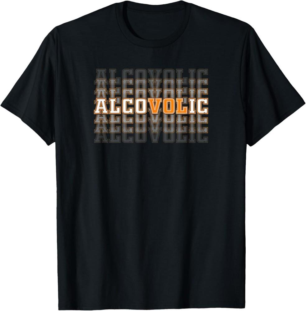 Alcovolic Orange & White Retro Varsity Drinking Pun Unisex T-Shirt Unisex T-Shirt XXXL