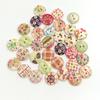 100Pcs Colorful Flower 2 Holes Wooden Buttons Sewing Scrapbook Craft DIY Decor