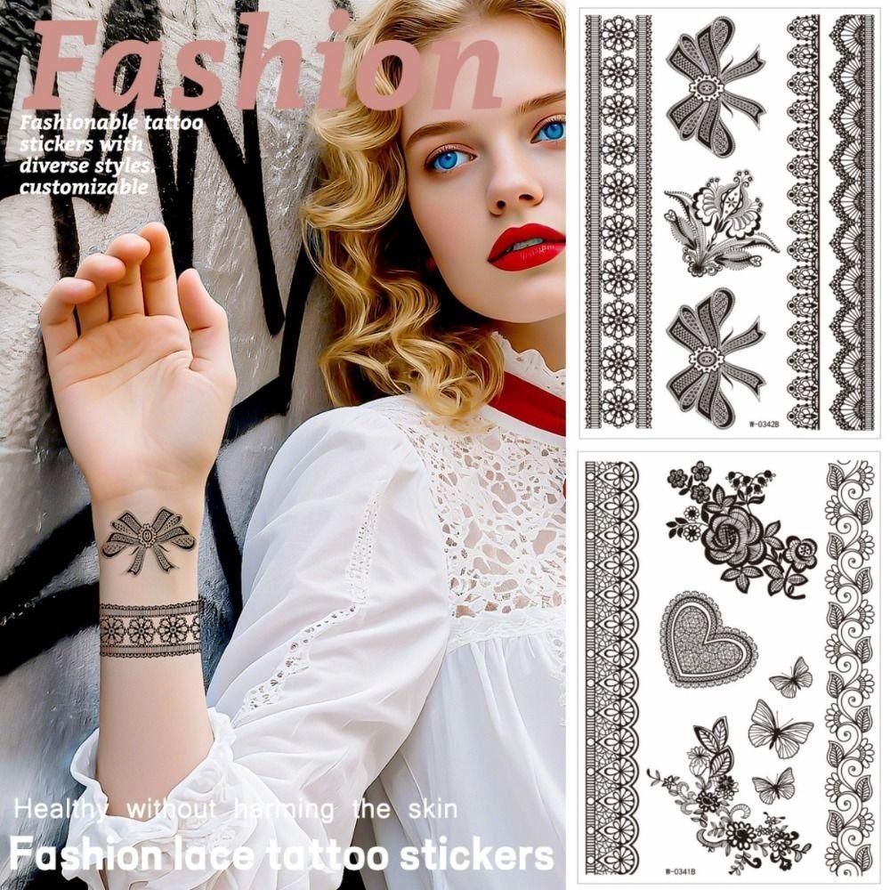 Lace Fake Tattoo Henna Tattoo Stickers Black Mehndi Stickers Body Art Sticker Finger Hand