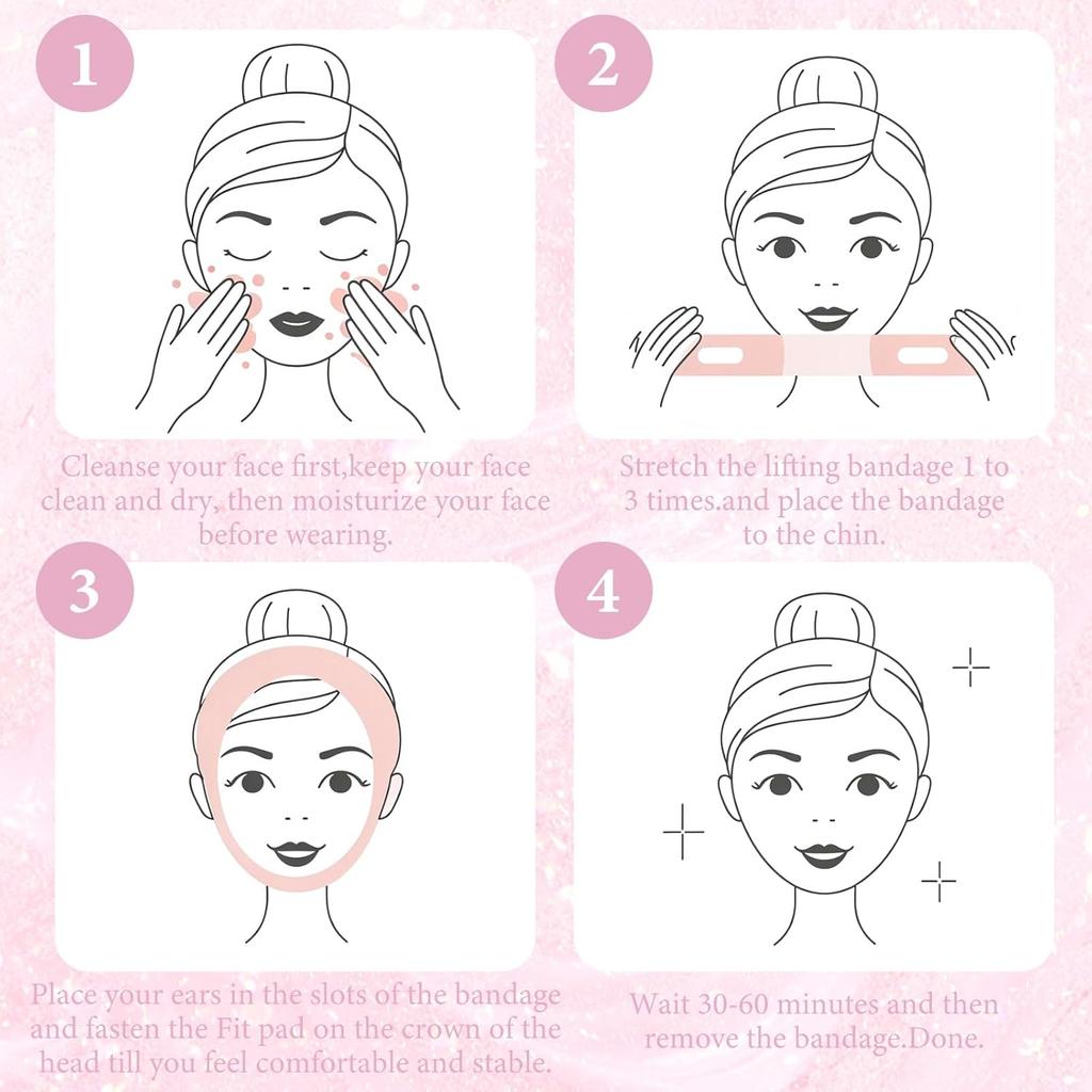 V Line Lifting Mask Chin Strap for Sleeping, Double Chin Eliminator, Jaw Exerciser, Jawline Shaper, Face Lift Device, Skin Care Tools Gift(Purple)