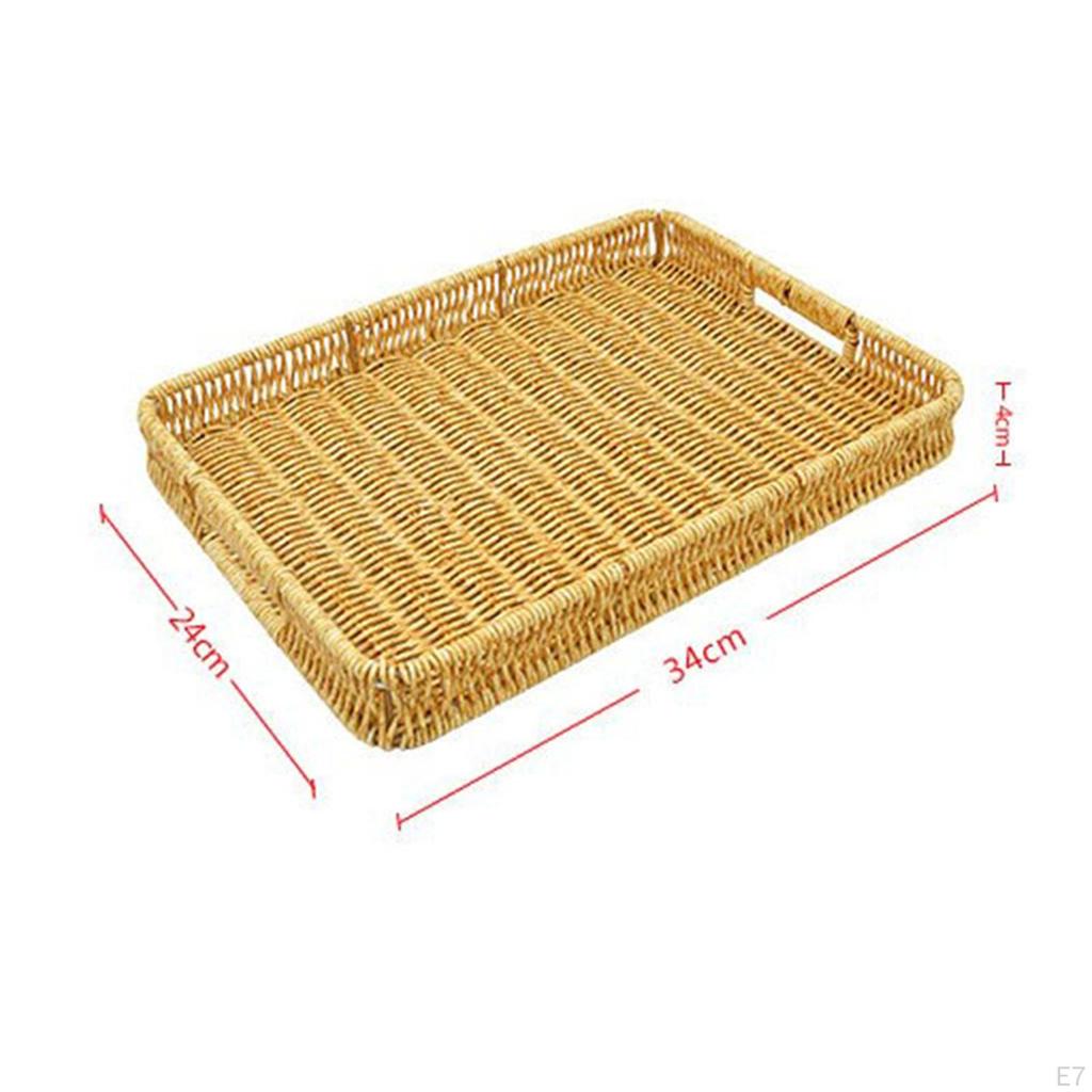 Decorative Ottoman Platter Rectangular Serving Tray Organizer Portable for