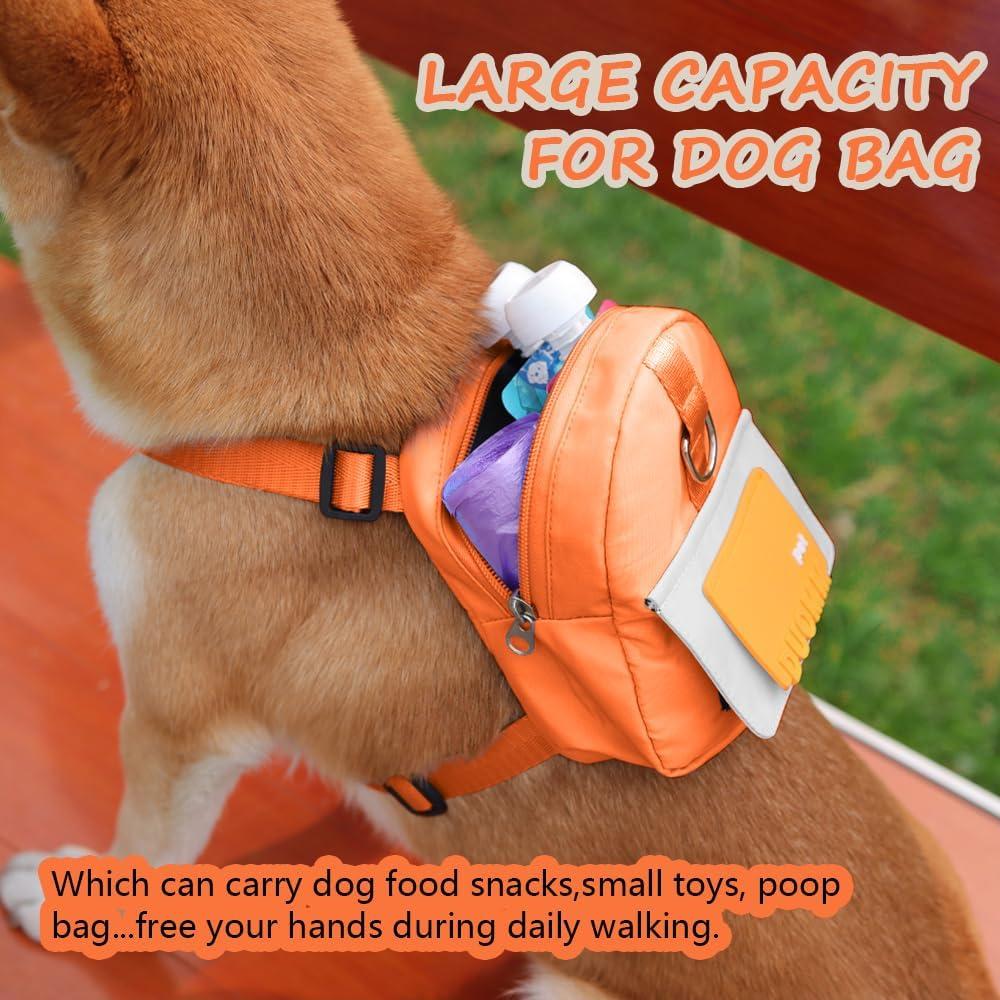 Cute Adjustable Pet Backpack with Harness Leashes Outdoor Travel Portable Dog Training Treat Pouch Pet Puppy Snack Storage Bags