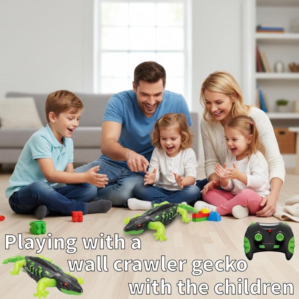 Wall Crawler Gecko Remote Control Cars, Glow in The Dark Wall Climbing Gecko RC Toy Lizard Toys for Kids, Electric Wall Crawling Crawler Lizard Robot