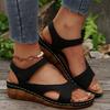 Summer New Wedge Heel Velcro Sandals Women's Large Size Wedge Heel Fish Mouth Casual Sandals