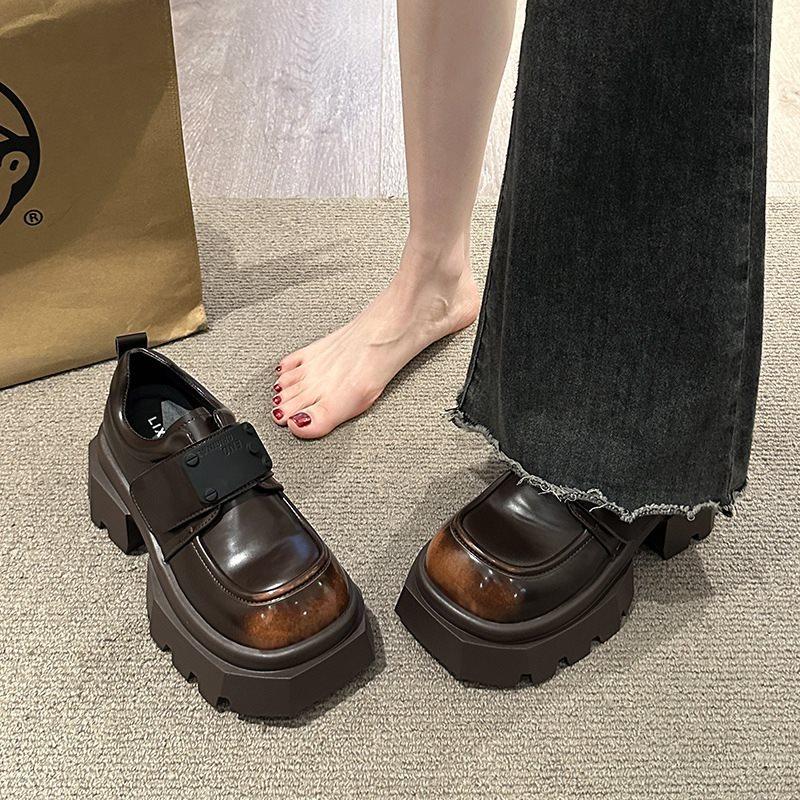 Small 2025 New Heightening Versatile Loafers Leather Shoes Women's Single Shoes Mary Jane Spring and Autumn Black Platform British Style