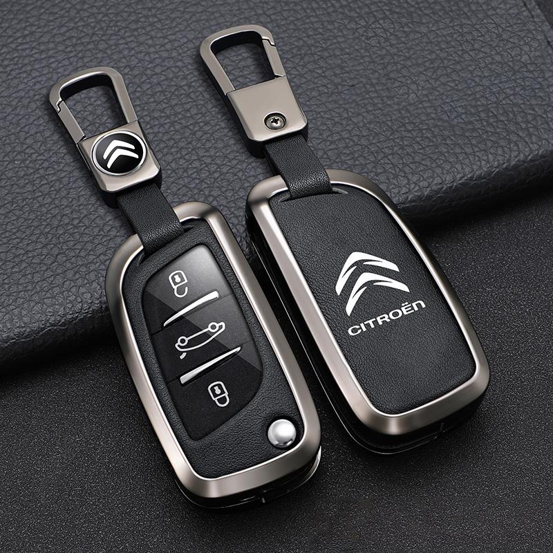 Zinc Alloy Leather Key Case Cover Protector Shell For Citroen C1 C2 C4 C5 C3 C4L C8 Berlingo Xsara Picasso C-ELYSEE JUMPY NEMO