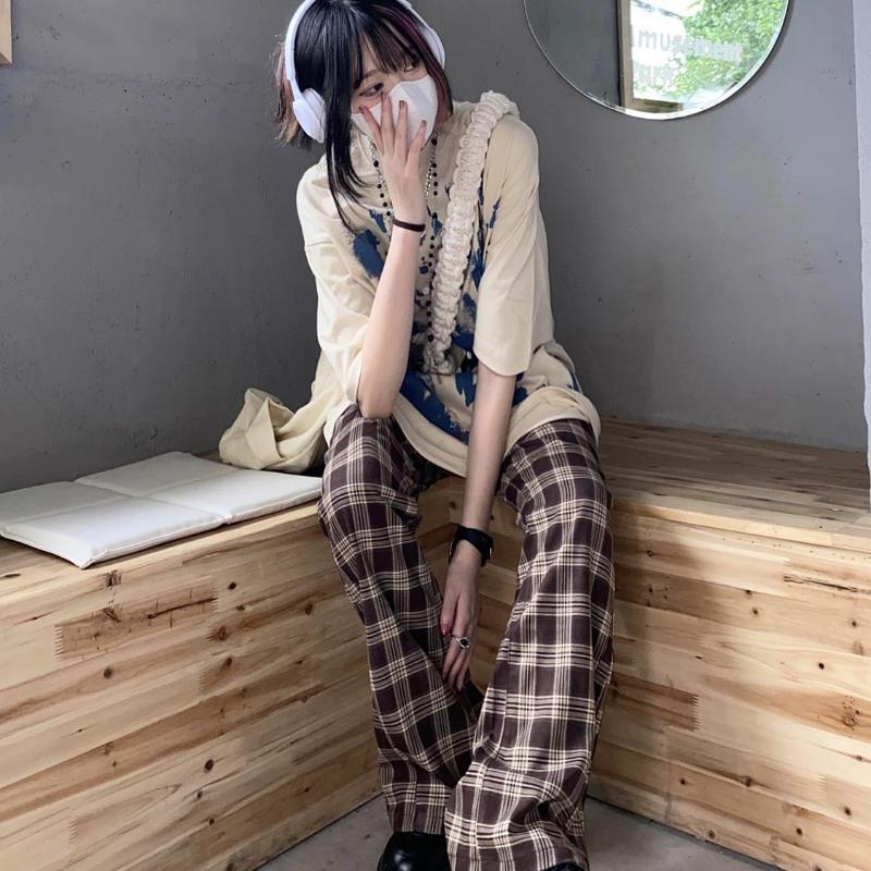 Y2k-Camiseta de manga corta para mujer, ropa informal estilo Grunge Harajuku, camisetas Vintage de gran tamaño de algodón, ropa de calle