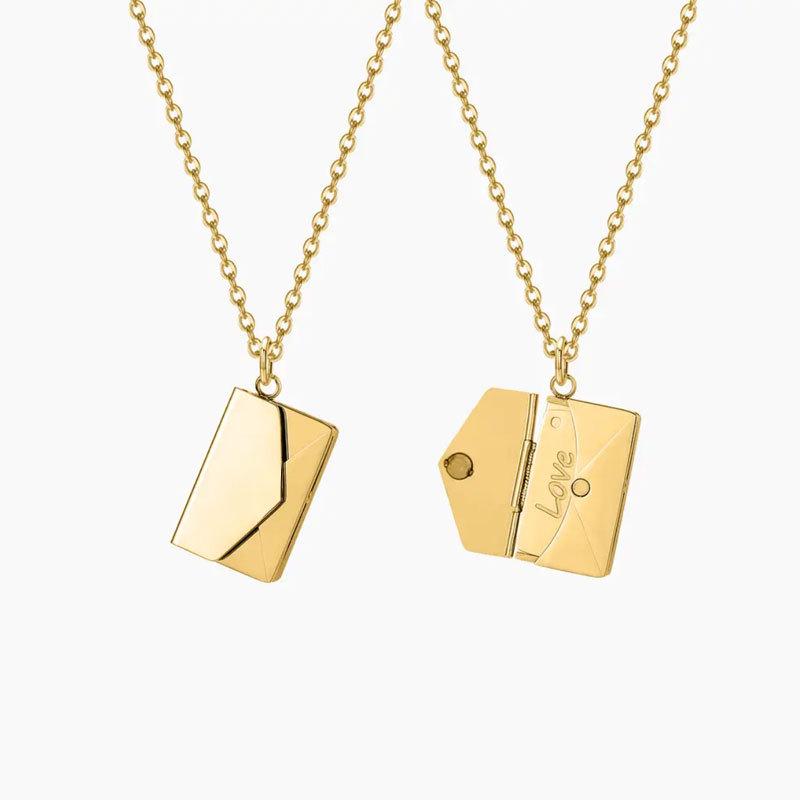 18k Gold Heart-Shaped Book Pendant Necklace - Personalized Non-Fading Couple's Sweater Chain