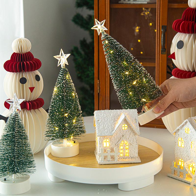 Christmas Glowing Snow House Desk Ornament Christmas Gift 2026 Glowing in The Dark Xams Tree Train Ornament Home Decor