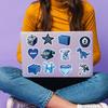 50Pcs Deep Blue Graffiti Stickers for Personalized Decoration, Guitar, Notebook, Luggage, DIY Waterproof Stickers