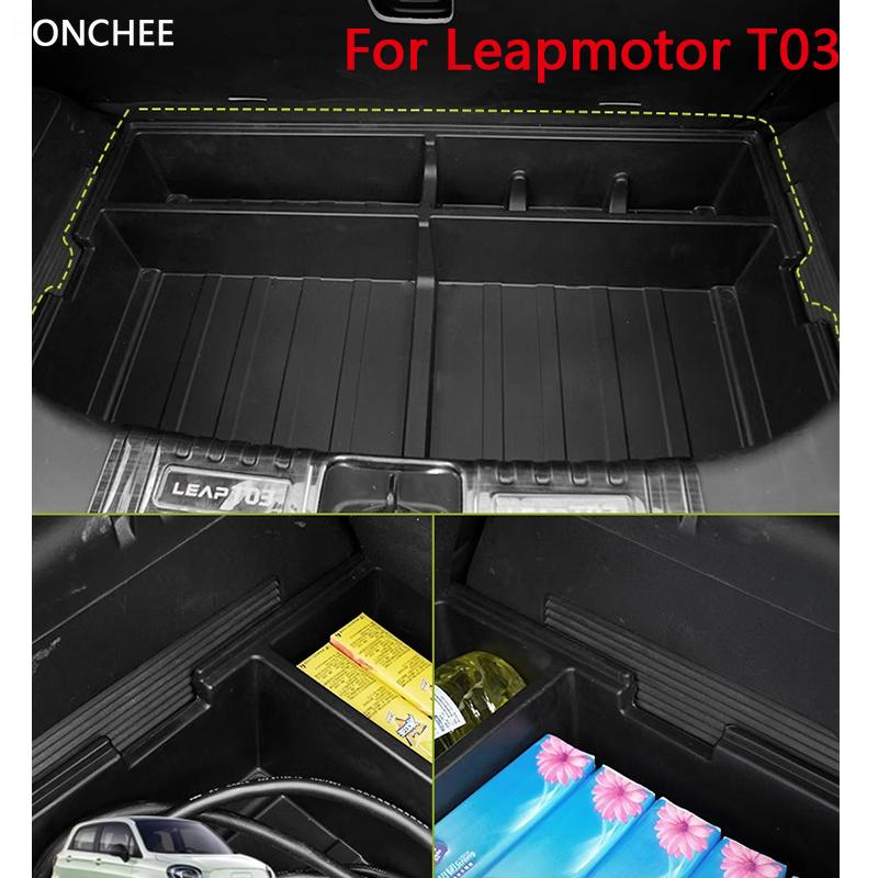 Kofferraum-Aufbewahrungsbox für Leapmotor T03 2024-2025 Aufbewahrungsboxen mit abgedeckten Durchgängen Automobil-Modifikationszubehör