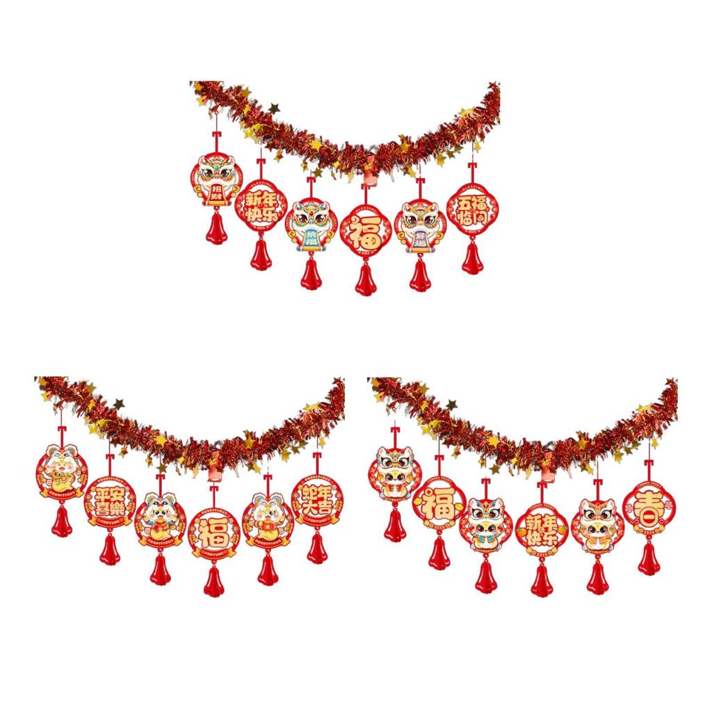 2025 Chinese New Year Banner Lunar New Year Decoration Lightweight Chinese Character Hanging Garland for TV Background Window