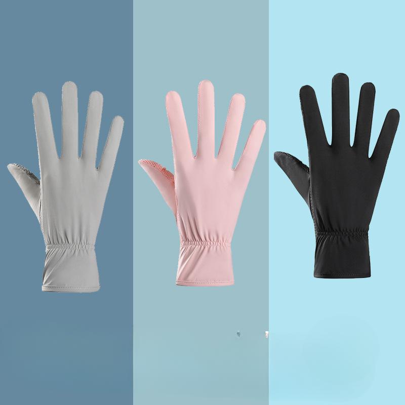 Breathable Ice Silk Sunscreen Gloves for Women with Thin High Elastic Driving Anti Slip  Anti UV Rays  Summer Cycling  Finger Touch Screen