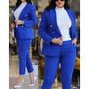 Spring/Autumn Solid Color Casual Fashionized Waist-Controlling Double-Pocketed Suit Set - Two-Piece Women's Set