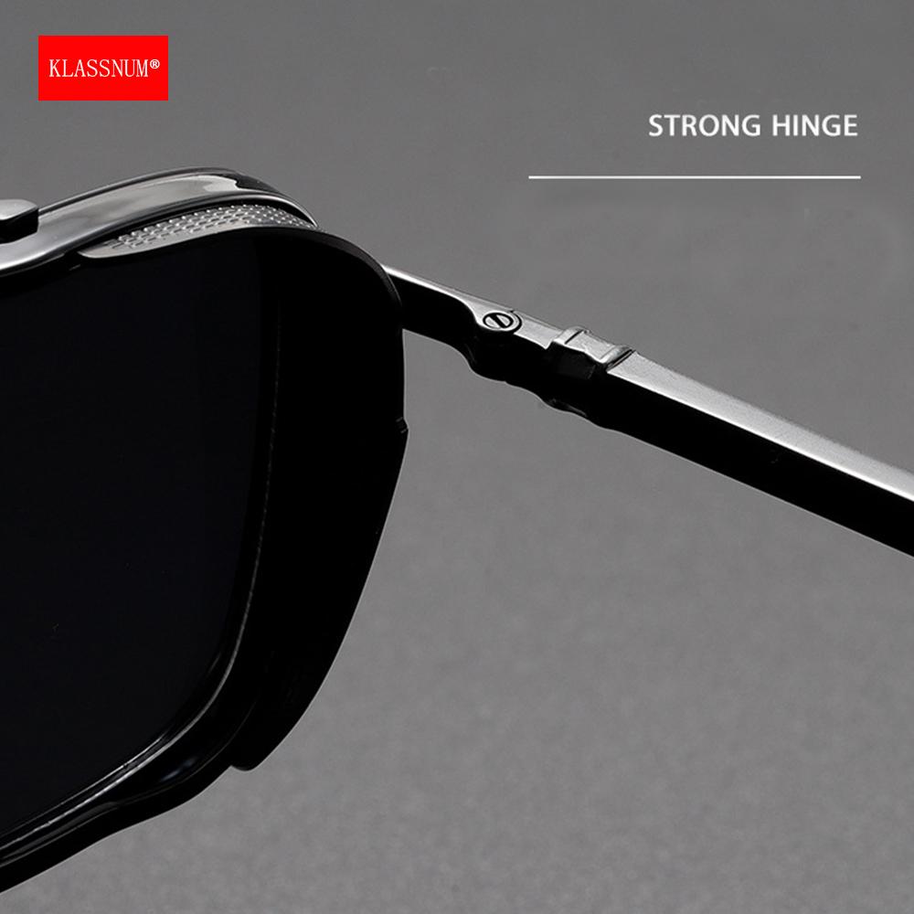 KLASSNUM Vintage Square Sunglasses for Man Fashion Brand Luxury Design Metal Frame Sun Glasses Men Sun Shade UV400 Sunglass