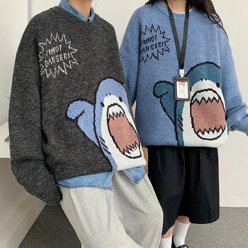 French Couple Niche Design Cute Cartoon Pullover Sweater - Women's Loose Autumn/Winter Outerwear
