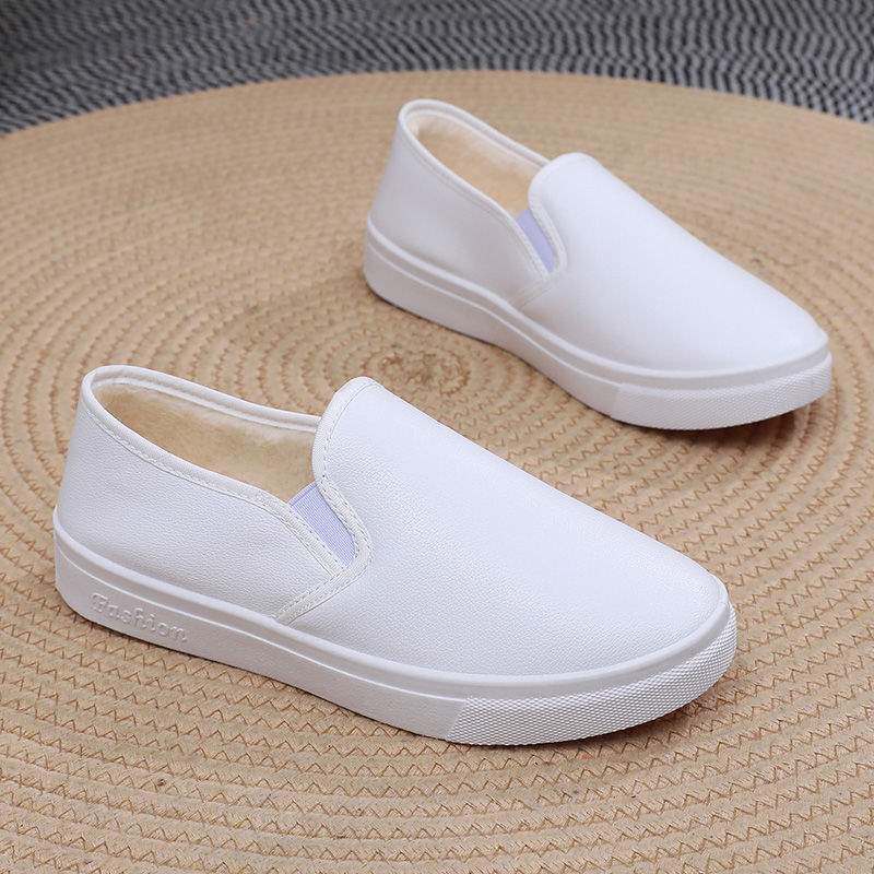 

Зимняя женская хлопковая обувь, женская кожаная водонепроницаемая маленькая белая обувь, женская студенческая обувь на плоской подошве, нескользящая, теплая, универсальная, корейская версия, повседневная обувь 41 ([Women s])