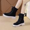 Bottes Femme Automne Hiver 2024 Nouveau Style Britannique Bout Rond Semelle Épaisse Chevalier Bout Rond Chelsea Botines De Mujer