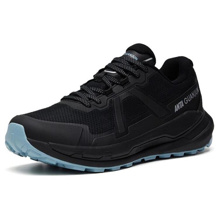 Anta Fabric Slip Resistant Abrasion Resistant Low Top Running Shoes Men's Black Blue 112325661A-4