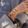 Yori Teardrop-shaped Resin Pearl Open Bracelet Bangle 18k Gold Plated Waterproof Jewelry For Women Charm Fashion
