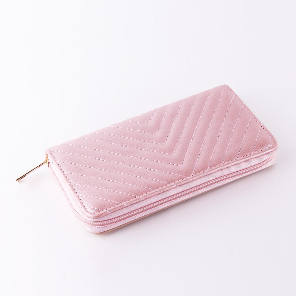 Quilted Color Matching Long Women's Zipper Wallet, Women's Wallet Luggage Factory