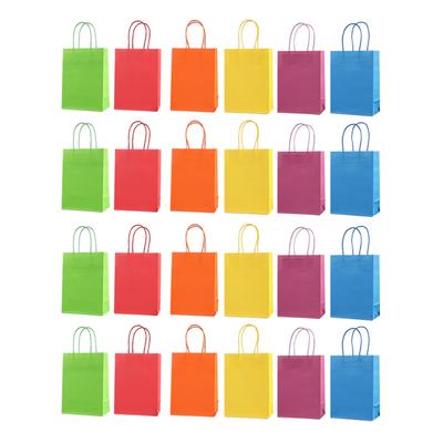 24PCS Sacs en Papier Couleur Emballage Portable Sac Cadeau Accessoire pour Shopping Fêtes d'Anniversaire