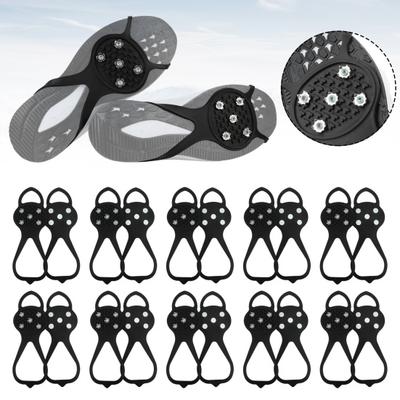 10 Pairs Universal Ice Cleats,Non Slip Gripper Spikes, 5 Steel Studs Crampon