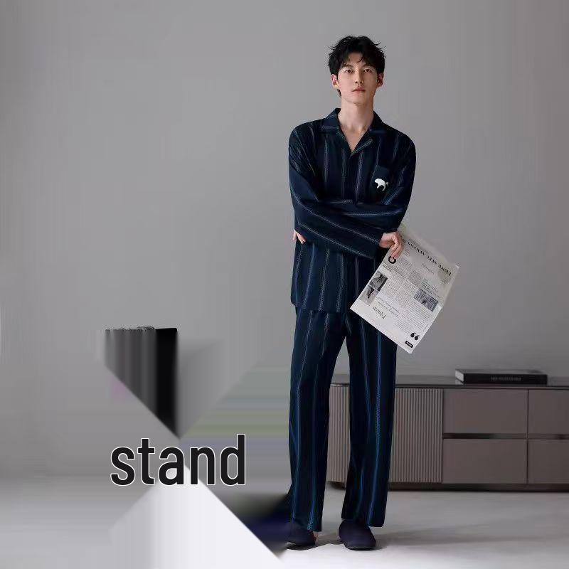 Men's Pure Cotton Long Sleeve & Pants Pajama Set for All Seasons