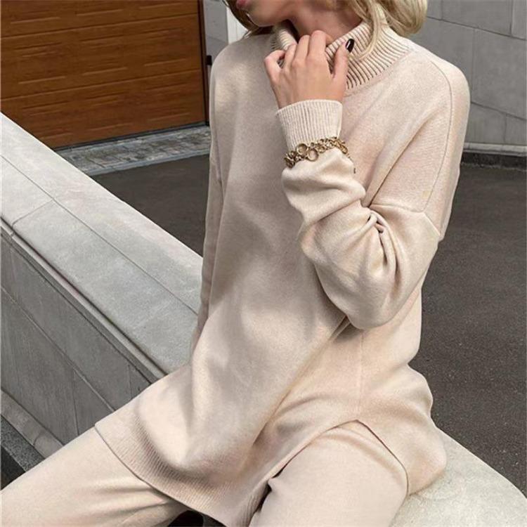 Autumn Winter Women Loose Knit Sweater High Neck Warm Comfortable