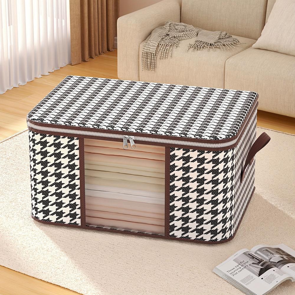 Visible Large Capacity Storage Box Portable Household Clothes Organizer With Handles Foldable Dustproof Quilt Zipper Container