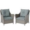 Rattan Garden Chairs Set of 2, Outdoor Rattan Chairs with Cushions, Armrests and High Back, PE Wicker Garden Armchair with Steel Frame for Balcony