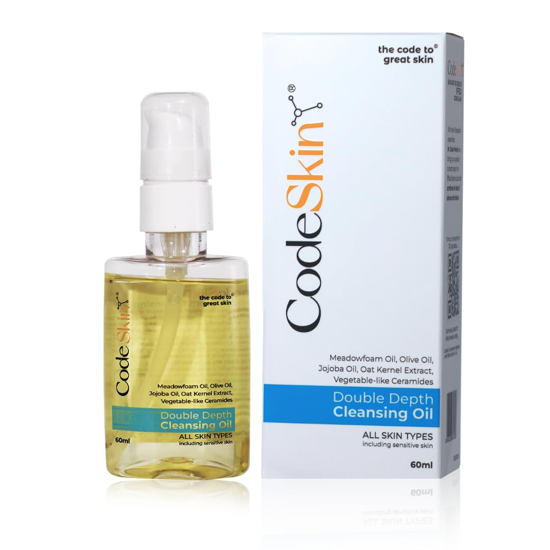 CodeSkin Double Depth Cleansing Oil - 60ml | Deep Cleansing & Hydrating Oil Formula | With Meadowfoam Seed Oil & Soluble Hyaluronic Acid | Effectiv