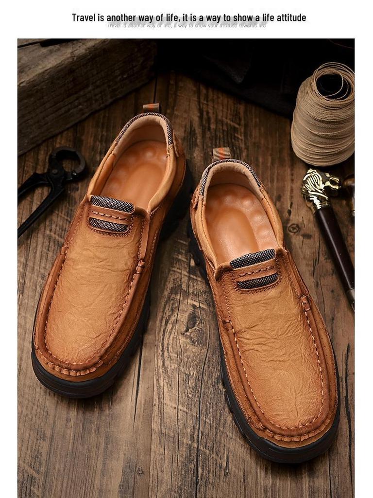 Men's Genuine Leather Plus Size Casual Loafers & Hiking Shoes