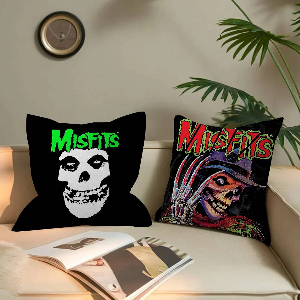 Horror Punk Rock MMisfits Music Pillow Anime Pillow Sofa Bed Head Pillow Cover Cushion Cover 45x45 Cm Fashion
