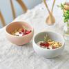 A Pair of Bowls, Each 12.5cm Diameter X 7.6cm High, Measuring 540ml, with a Soft, Crystalline Glass-like Texture. The Pair, Gray and Pink, Make a Perf