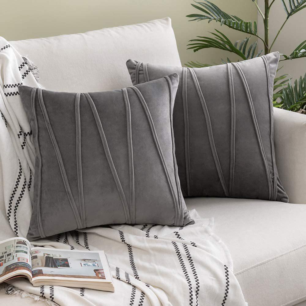 Velvet Sofa Cushion Plush Model Room Pillow Ins Solid Color Twill Pillow Case Office Bedside Pillow