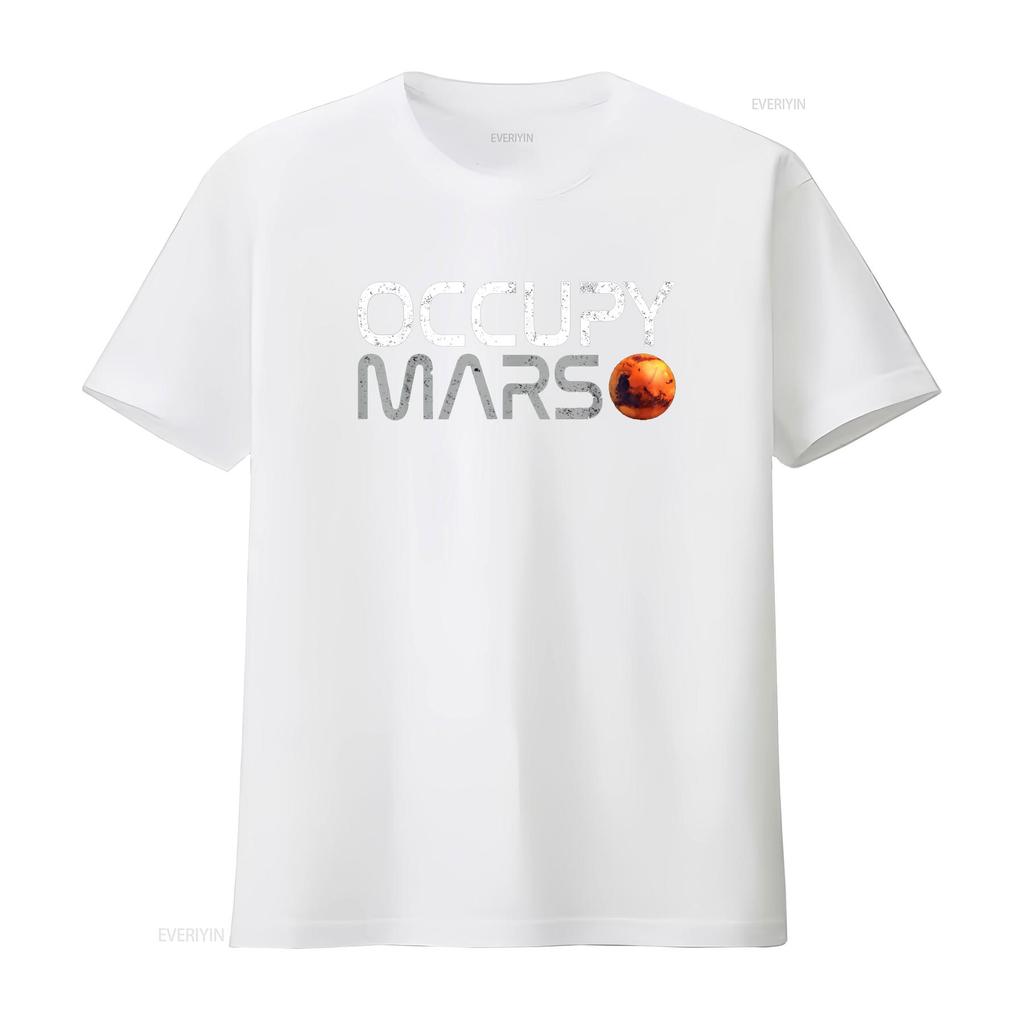 Occupy Mars T Shirt vintage Washed designer clothes streetwear Casual Stylish homme Slightly fashion Versatile Soft graphic