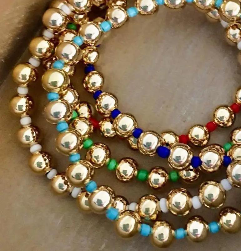 KKBEAD 18K Gold Plated Bracelets Boho Summer Beaded Stretch Bracelet Y2k Jewelry for Women Accessories Pulseras Mujer Moda