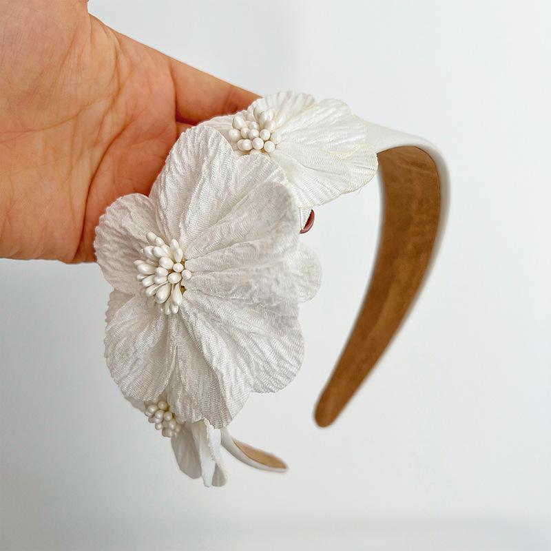European and American Style Women's Wide-brimmed Pearl and Flower Headband Hair Accessory, Fashionable Headband Hair Accessory