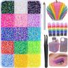 15-Compartment Resin Flat-Bottom Drill Mixed Color AB Rhinestones DIY Sticker Set for Nail Art Decorations