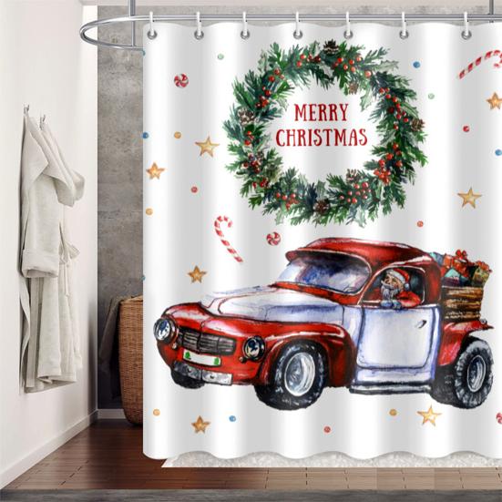 

Шикарная занавеска для ванной комнаты, красивая декоративная моющаяся рождественская занавеска с рисунком грузовика, драпировка для ванны, домашний декор для подарка