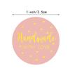 50-500Pcs Handmade With Love Kraft Paper Stickers 25Mm Round Adhesive Labels Baking Wedding Decoration Party Decoration Sticker