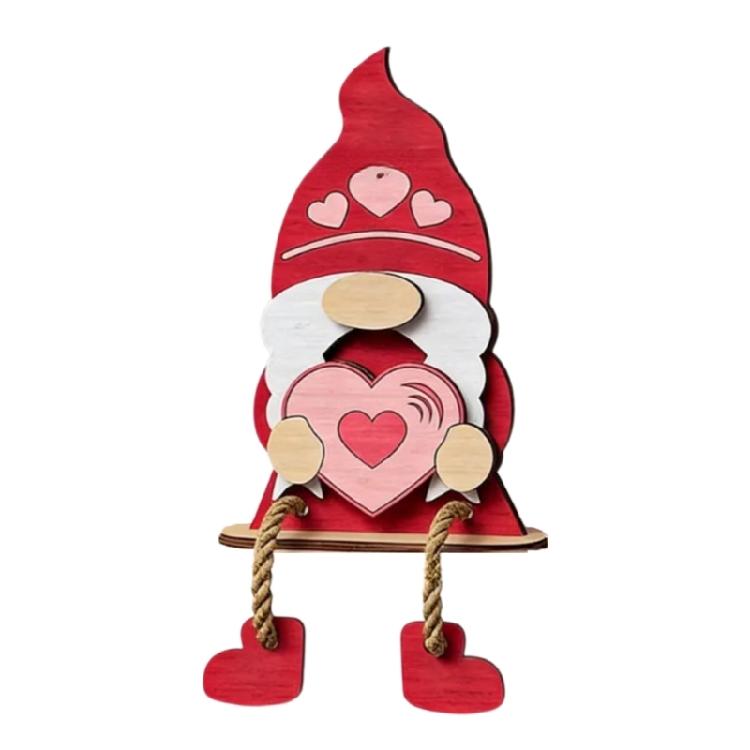 Valentines Day Wooden Gnomes Decoration Rose Gnomes Figurines Shelf Sitter with Dangling Legs Romantics Valentine Gift