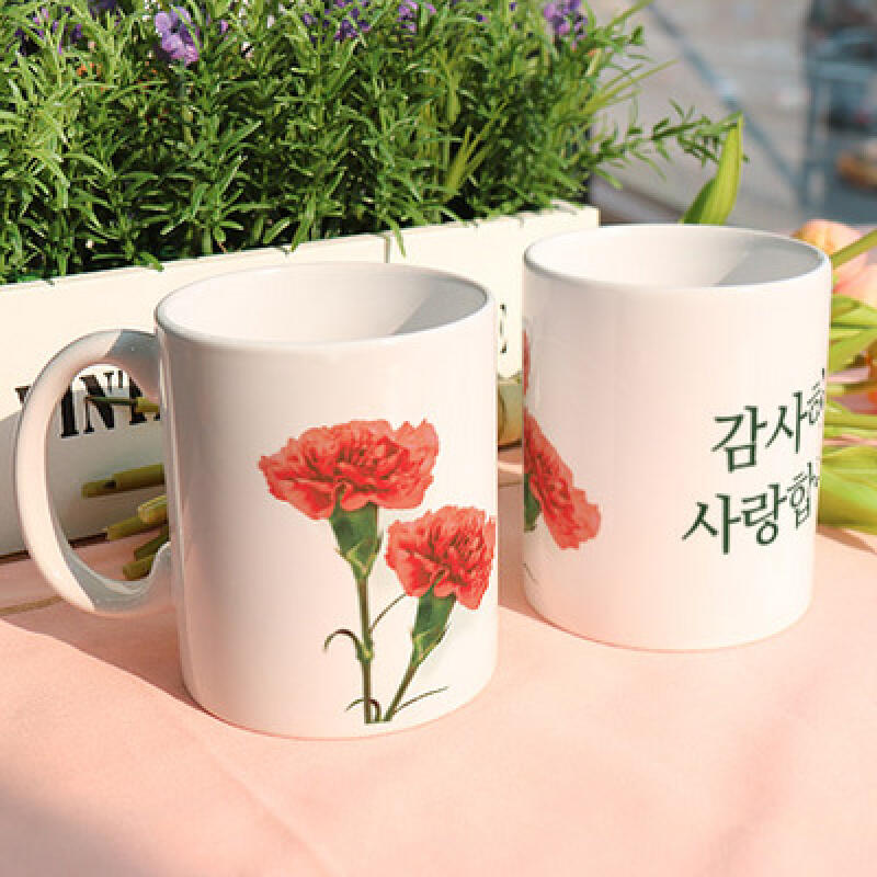 ci448-Design Mug 2p-Carnation Ming Dynasty Font Thank You Love Lettering