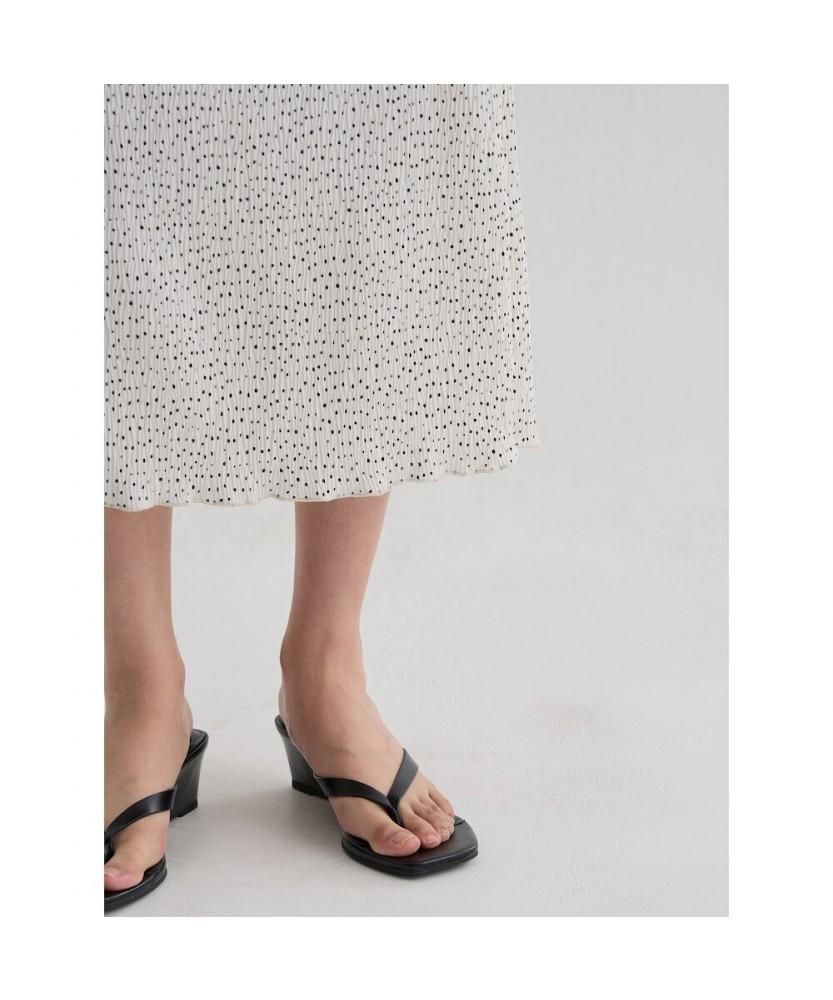 8SECONDS Pleated Dot Long Skirt White