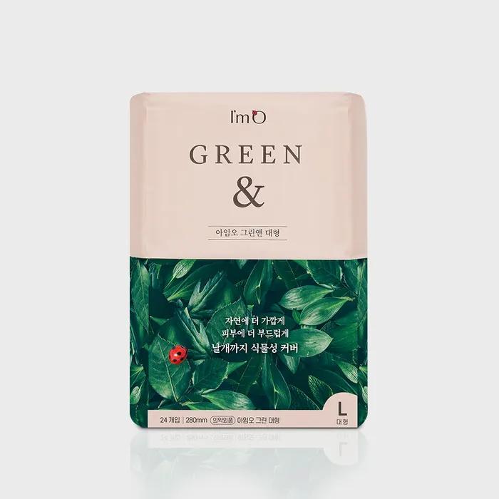 [Vegan Eco-Friendly Sanitary Napkin] I'm Oh Green & Large Capacity Sanitary Napkin Large 24P