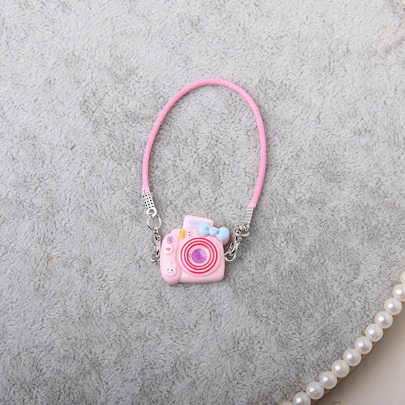 Dollhouse Mini Cartoon Model with Camera, Bow Tie, and Lanyard Pendant