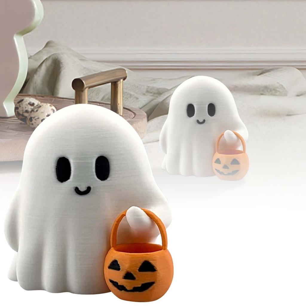 Cute Ghost Statue Holding Pumpkin Statue Resin Halloween Home Decorations for Living Room Bedroom Garden Indoor Outdoor